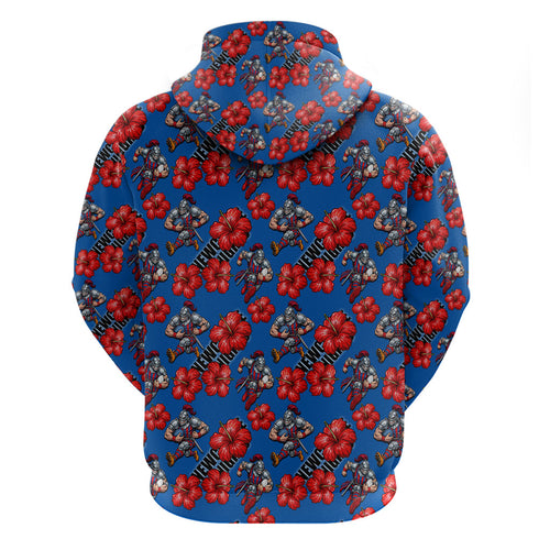 Newcastle Knights Hoodie Tropical Hibiscus Floral Seamless Rugby Mascot