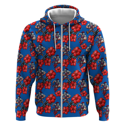 Newcastle Knights Hoodie Tropical Hibiscus Floral Seamless Rugby Mascot