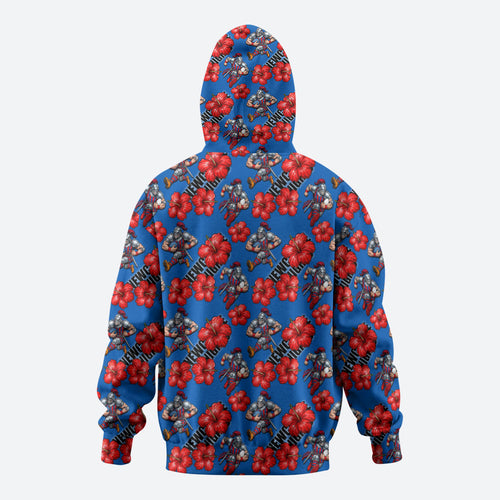 Newcastle Knights Hoodie Tropical Hibiscus Floral Seamless Rugby Mascot