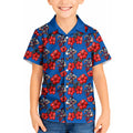 Newcastle Knights Kid Hawaiian Shirt Tropical Hibiscus Floral Seamless Rugby Mascot
