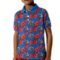 Newcastle Knights Kid Polo Shirt Tropical Hibiscus Floral Seamless Rugby Mascot