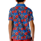 Newcastle Knights Kid Polo Shirt Tropical Hibiscus Floral Seamless Rugby Mascot