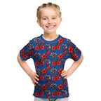 Newcastle Knights Kid T Shirt Tropical Hibiscus Floral Seamless Rugby Mascot