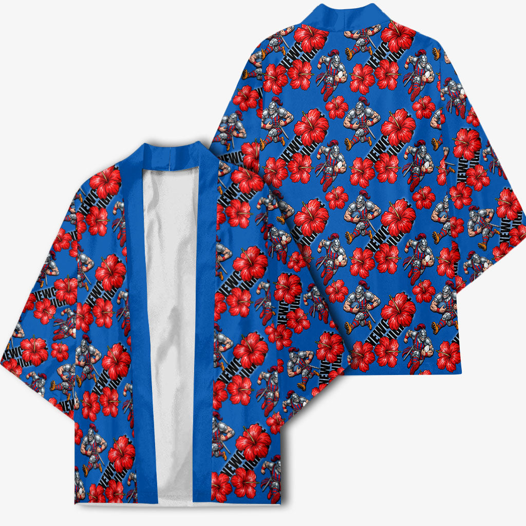 Newcastle Knights Kimono Tropical Hibiscus Floral Seamless Rugby Mascot