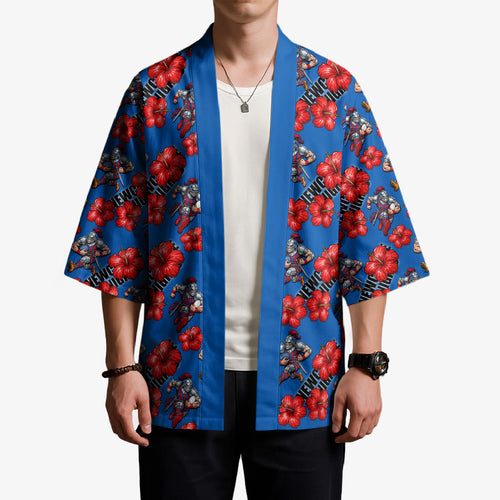Newcastle Knights Kimono Tropical Hibiscus Floral Seamless Rugby Mascot