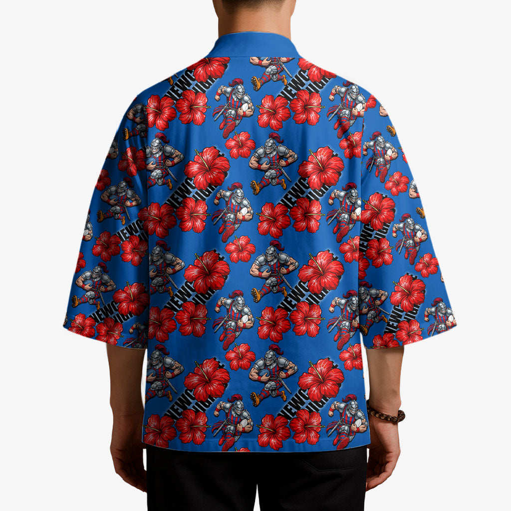 Newcastle Knights Kimono Tropical Hibiscus Floral Seamless Rugby Mascot