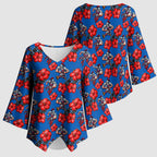 Newcastle Knights Kimono Sleeve Blouse Tropical Hibiscus Floral Seamless Rugby Mascot