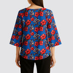 Newcastle Knights Kimono Sleeve Blouse Tropical Hibiscus Floral Seamless Rugby Mascot