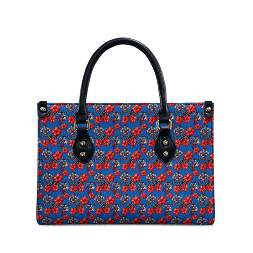 Newcastle Knights Leather Bag Tropical Hibiscus Floral Seamless Rugby Mascot
