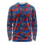 Newcastle Knights Long Sleeve Shirt Tropical Hibiscus Floral Seamless Rugby Mascot