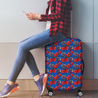 Newcastle Knights Luggage Cover Tropical Hibiscus Floral Seamless Rugby Mascot