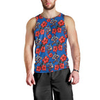 Newcastle Knights Men Tank Top Tropical Hibiscus Floral Seamless Rugby Mascot