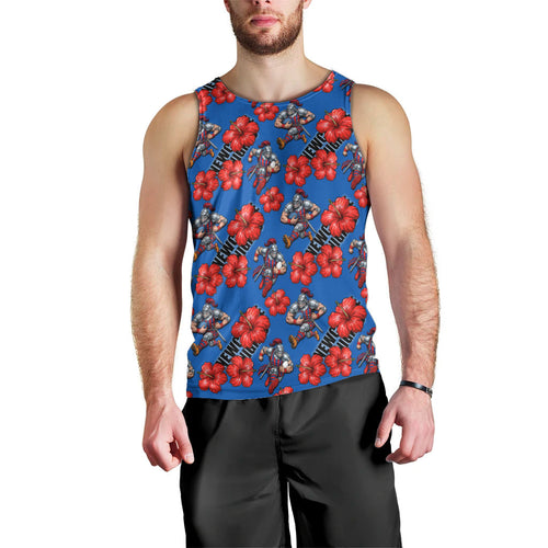 Newcastle Knights Men Tank Top Tropical Hibiscus Floral Seamless Rugby Mascot