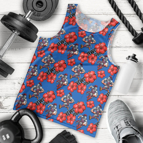 Newcastle Knights Men Tank Top Tropical Hibiscus Floral Seamless Rugby Mascot