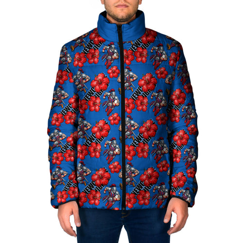 Newcastle Knights Padded Jacket Tropical Hibiscus Floral Seamless Rugby Mascot