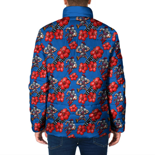 Newcastle Knights Padded Jacket Tropical Hibiscus Floral Seamless Rugby Mascot