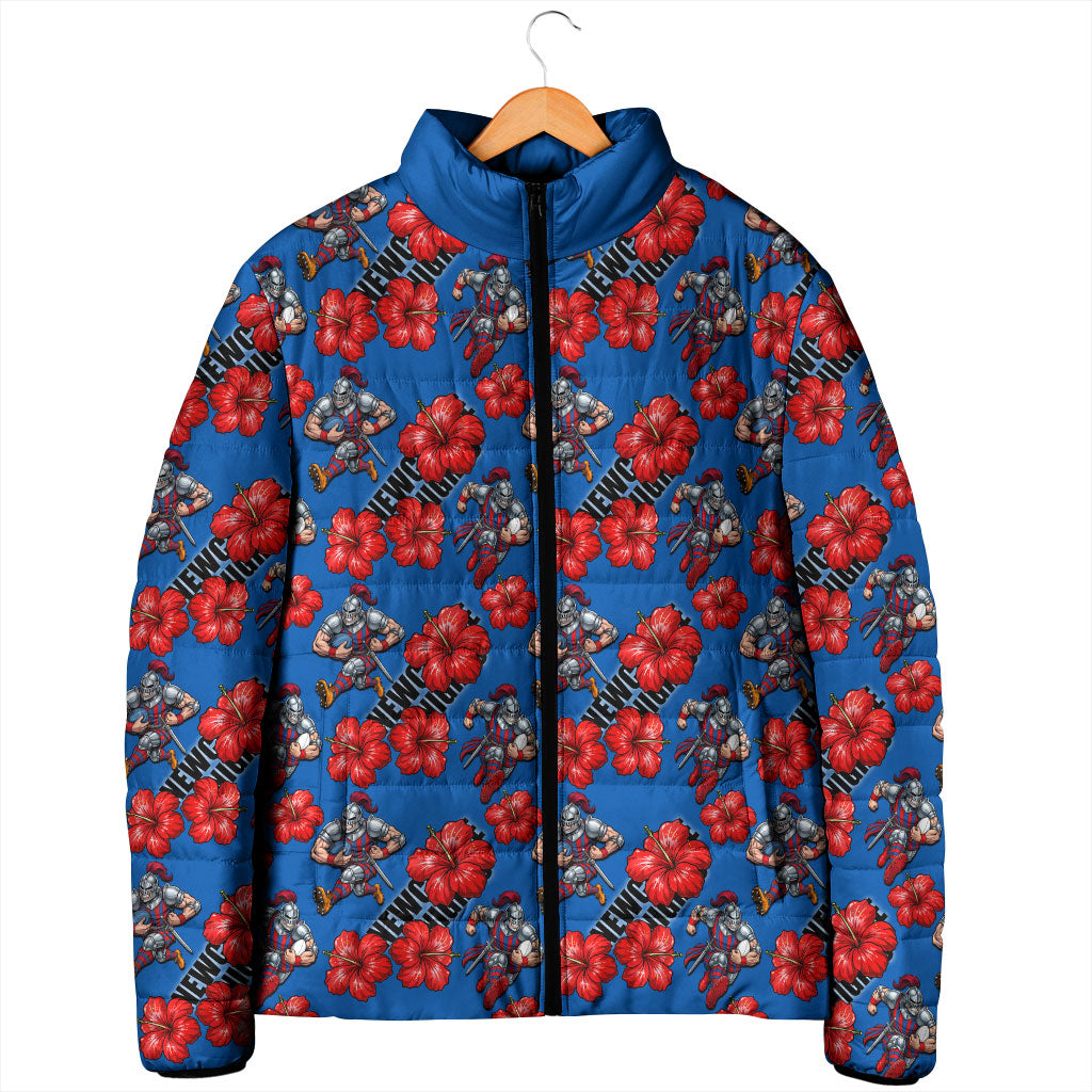 Newcastle Knights Padded Jacket Tropical Hibiscus Floral Seamless Rugby Mascot