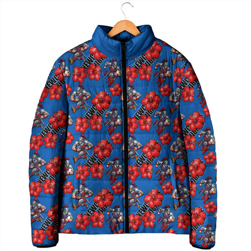 Newcastle Knights Padded Jacket Tropical Hibiscus Floral Seamless Rugby Mascot