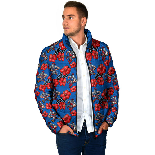 Newcastle Knights Padded Jacket Tropical Hibiscus Floral Seamless Rugby Mascot