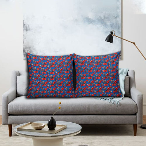 Newcastle Knights Pillow Cover Tropical Hibiscus Floral Seamless Rugby Mascot
