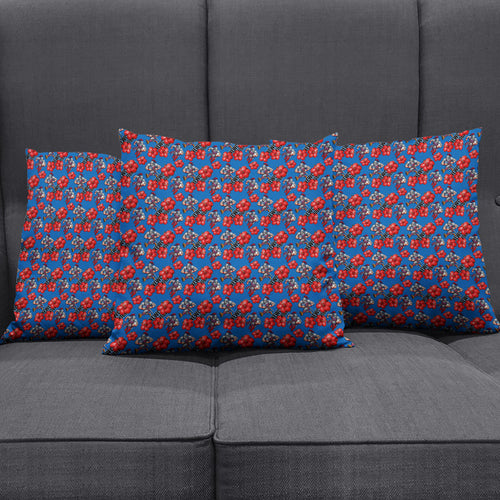 Newcastle Knights Pillow Cover Tropical Hibiscus Floral Seamless Rugby Mascot