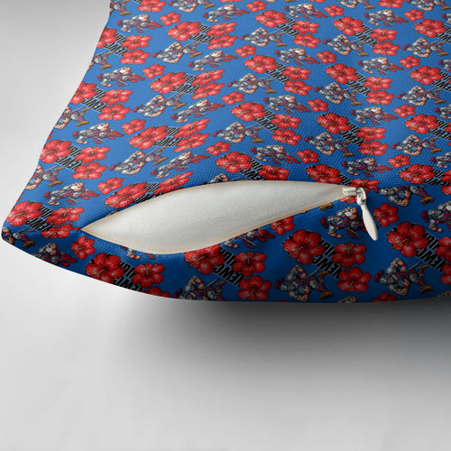 Newcastle Knights Pillow Cover Tropical Hibiscus Floral Seamless Rugby Mascot