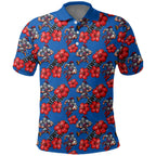 Newcastle Knights Polo Shirt Tropical Hibiscus Floral Seamless Rugby Mascot