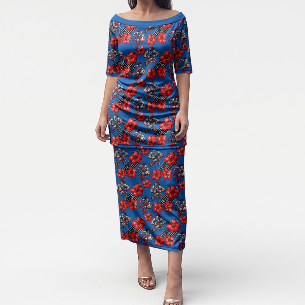 Newcastle Knights Puletasi Tropical Hibiscus Floral Seamless Rugby Mascot