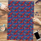Newcastle Knights Puzzle Tropical Hibiscus Floral Seamless Rugby Mascot