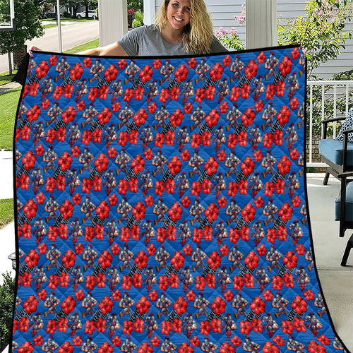 Newcastle Knights Quilt Tropical Hibiscus Floral Seamless Rugby Mascot