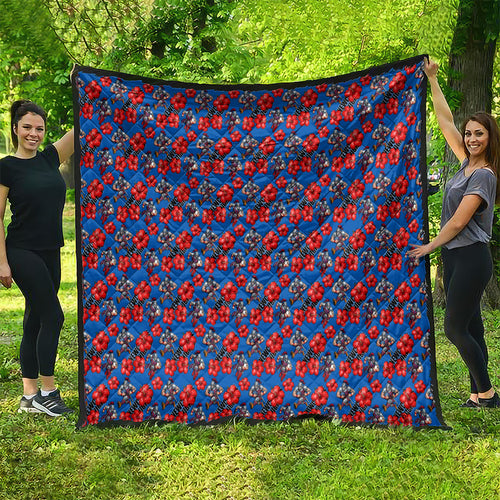 Newcastle Knights Quilt Tropical Hibiscus Floral Seamless Rugby Mascot