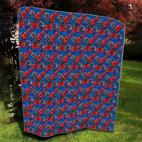 Newcastle Knights Quilt Tropical Hibiscus Floral Seamless Rugby Mascot