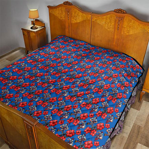 Newcastle Knights Quilt Tropical Hibiscus Floral Seamless Rugby Mascot