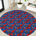 Newcastle Knights Round Carpet Tropical Hibiscus Floral Seamless Rugby Mascot