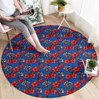 Newcastle Knights Round Carpet Tropical Hibiscus Floral Seamless Rugby Mascot