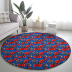 Newcastle Knights Round Carpet Tropical Hibiscus Floral Seamless Rugby Mascot