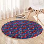 Newcastle Knights Round Carpet Tropical Hibiscus Floral Seamless Rugby Mascot