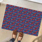 Newcastle Knights Rubber Doormat Tropical Hibiscus Floral Seamless Rugby Mascot