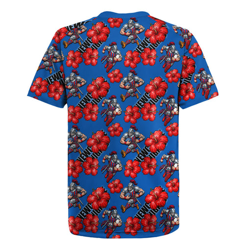 Newcastle Knights Rugby Jersey Tropical Hibiscus Floral Seamless Rugby Mascot