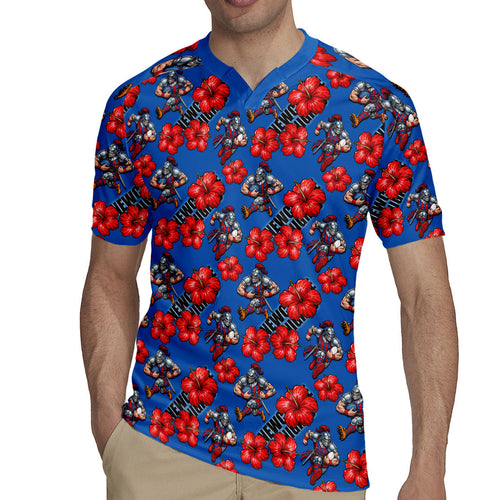 Newcastle Knights Rugby Jersey Tropical Hibiscus Floral Seamless Rugby Mascot