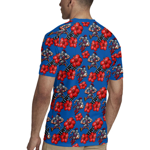 Newcastle Knights Rugby Jersey Tropical Hibiscus Floral Seamless Rugby Mascot
