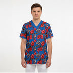 Newcastle Knights Scrub Top Tropical Hibiscus Floral Seamless Rugby Mascot