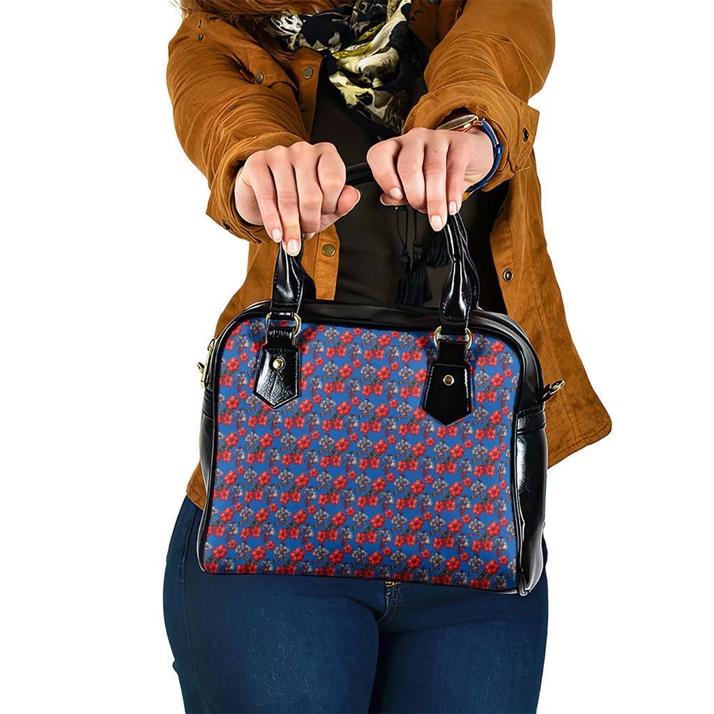 Newcastle Knights Shoulder Handbag Tropical Hibiscus Floral Seamless Rugby Mascot