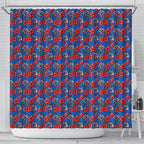 Newcastle Knights Shower Curtain Tropical Hibiscus Floral Seamless Rugby Mascot