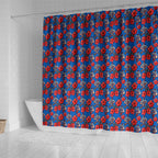 Newcastle Knights Shower Curtain Tropical Hibiscus Floral Seamless Rugby Mascot