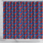 Newcastle Knights Shower Curtain Tropical Hibiscus Floral Seamless Rugby Mascot