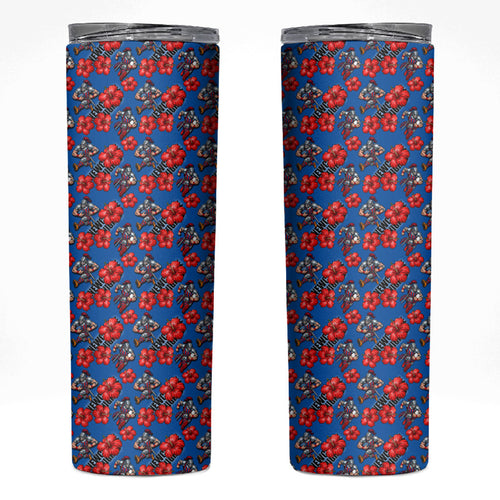 Newcastle Knights Skinny Tumbler Tropical Hibiscus Floral Seamless Rugby Mascot