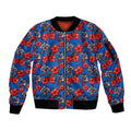 Newcastle Knights Sleeve Zip Bomber Jacket Tropical Hibiscus Floral Seamless Rugby Mascot