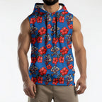 Newcastle Knights Sleeveless Hoodie Tropical Hibiscus Floral Seamless Rugby Mascot