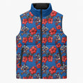 Newcastle Knights Sleeveless Puffer Jacket Tropical Hibiscus Floral Seamless Rugby Mascot